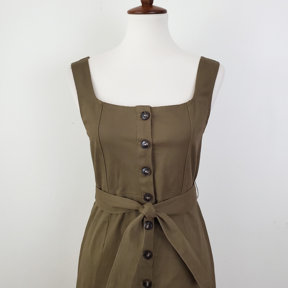 Wild Honey Olive Button Front Dress View 2